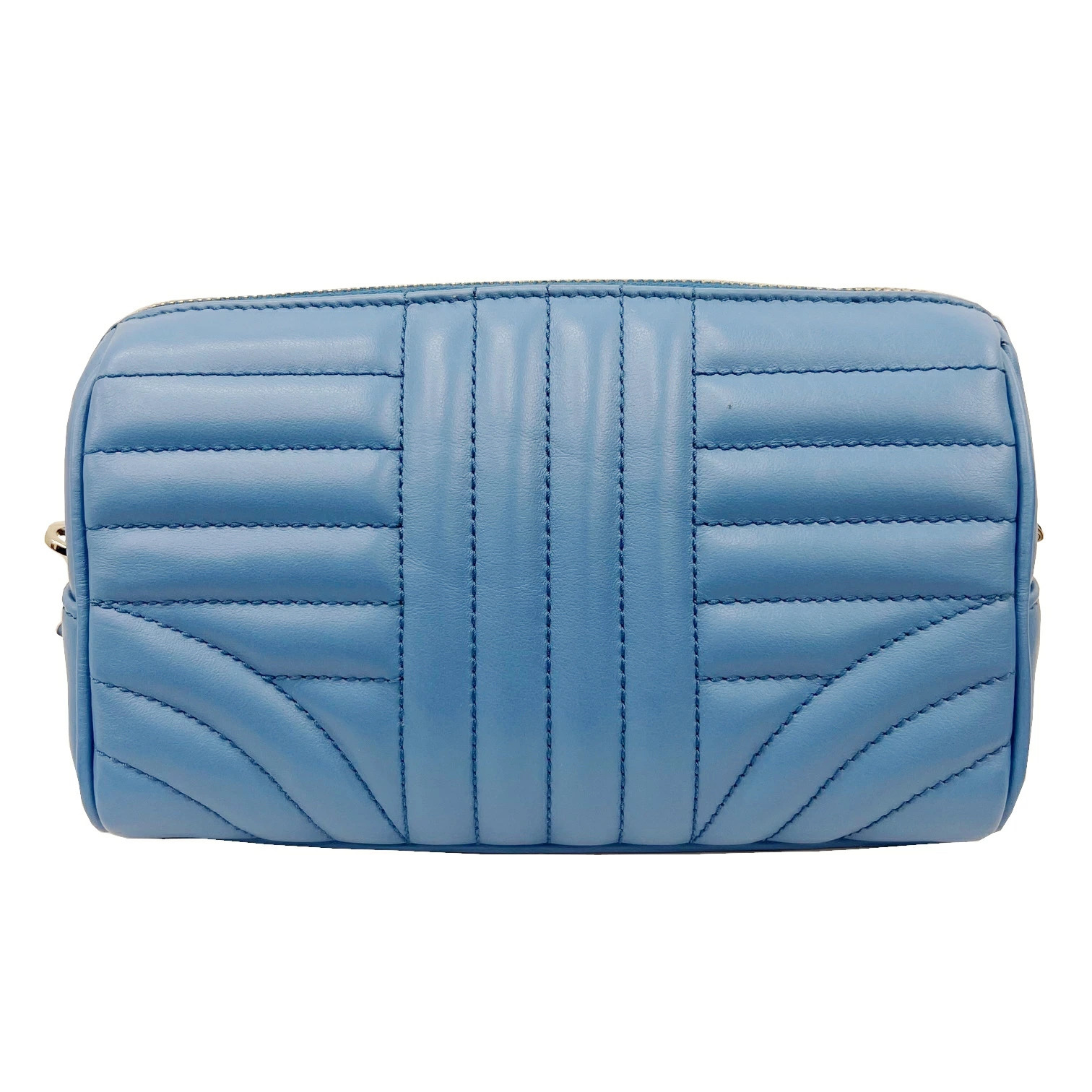 Prada Diagram Clutch Calf Leather Blue Cosmetic Accessory Case